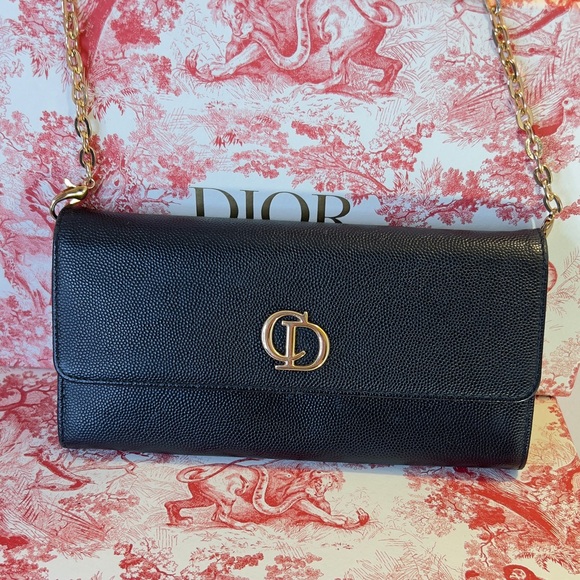 DIOR WOC in Black Grained Calfskin Authentic Christian Dior Clutch - Picture 1 of 8